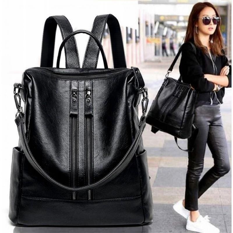 Canvas Backpack Casual - Женский рюкзак из мягкой кожи, школьный