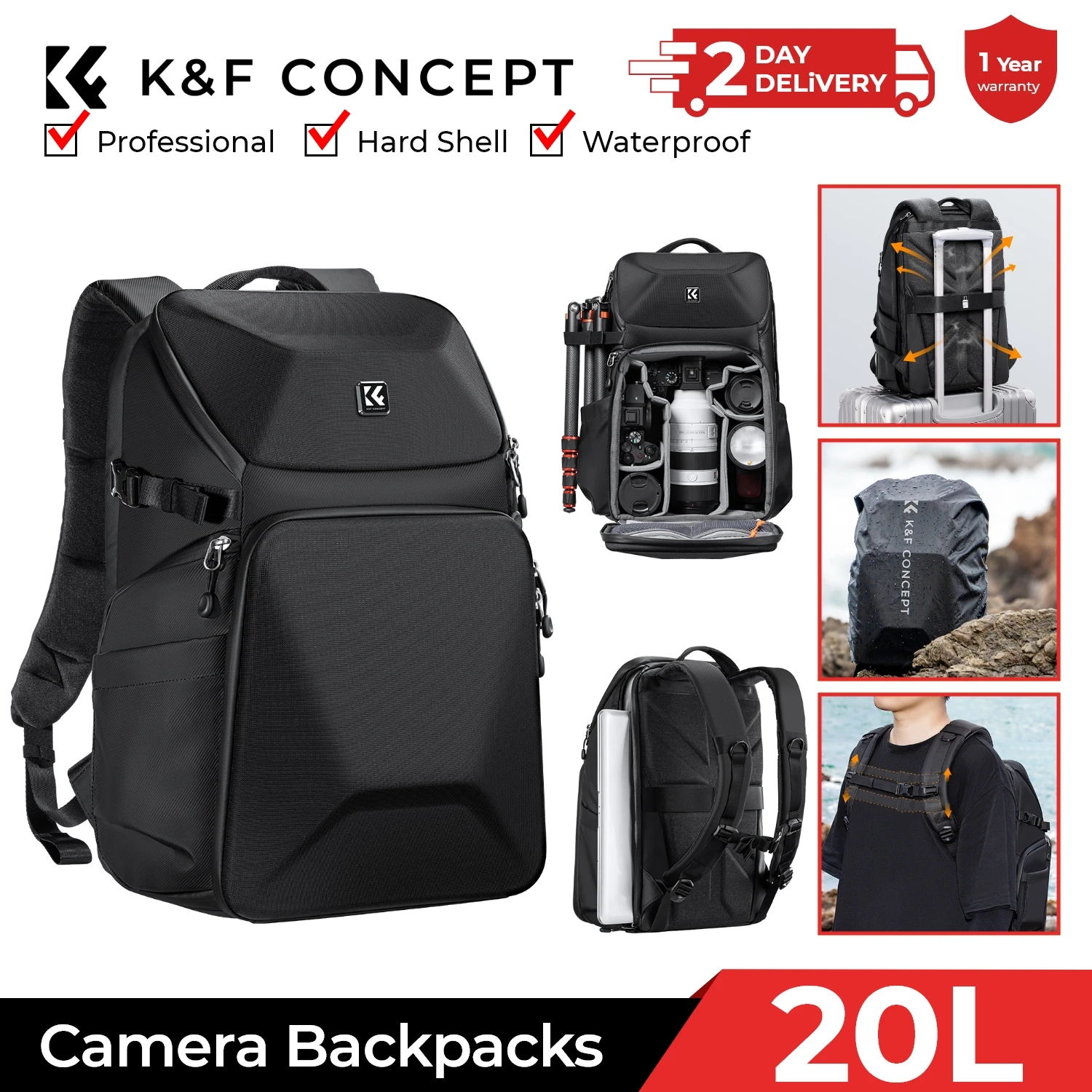 Фотосумка K&F CONCEPT 20L с во – обзор и цена Laptop Backpack 15.6